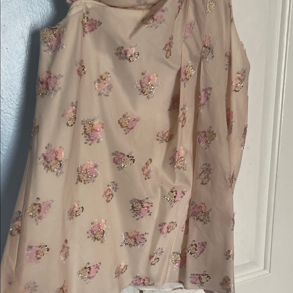 Rebecca Taylor Blush Floral One-Shoulder Top - Picture 6 of 9